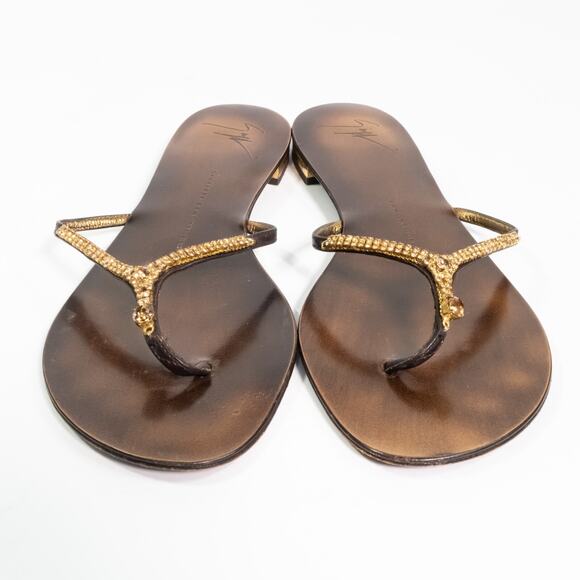 Giuseppe Zanotti Womens Fancy Bling Stone Thong Sandals Size 8.5 - Picture 5 of 12